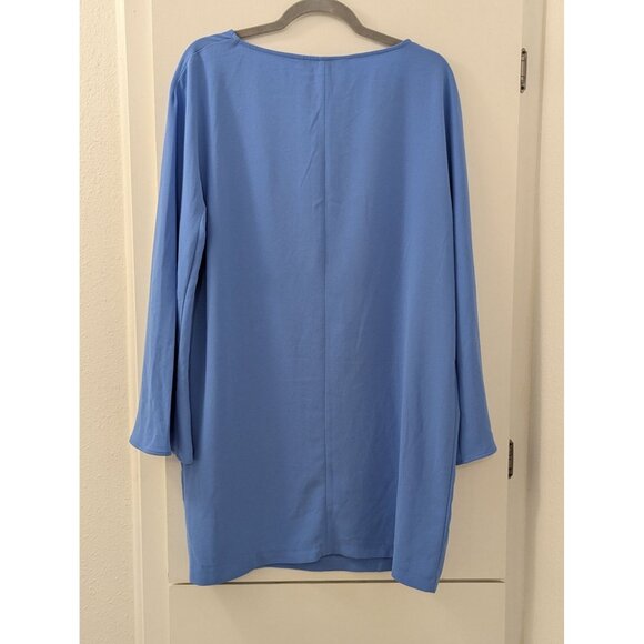 Zara Womens Blue Long-Sleeve Tunic Dress With Wide Split Sleeves XL 100% Polyest - Picture 3 of 6